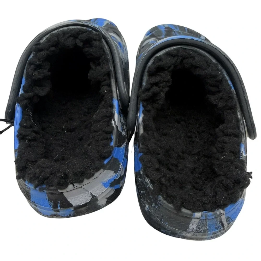 Rugged Shark Kids Lined Clogs Black Blue Camo Slip On Shoes Youth Size 7 NWOB
